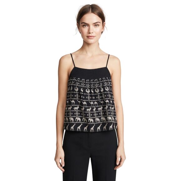 HD in Paris Tops - HD in Paris Black Embroidered Savane Tank Top